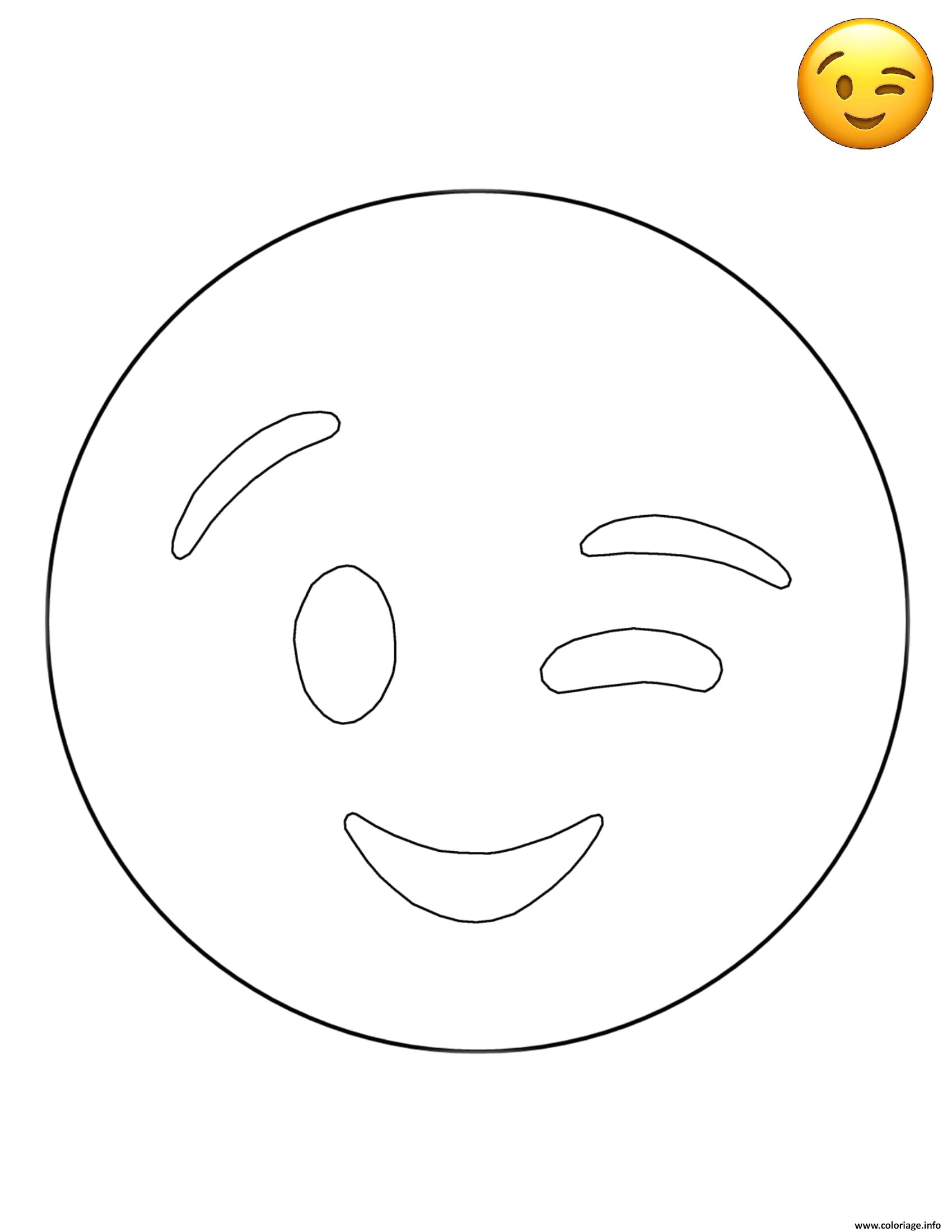 Coloriage Emoji à Imprimer Coloriage Emoji Wink Smiley Jecolorie