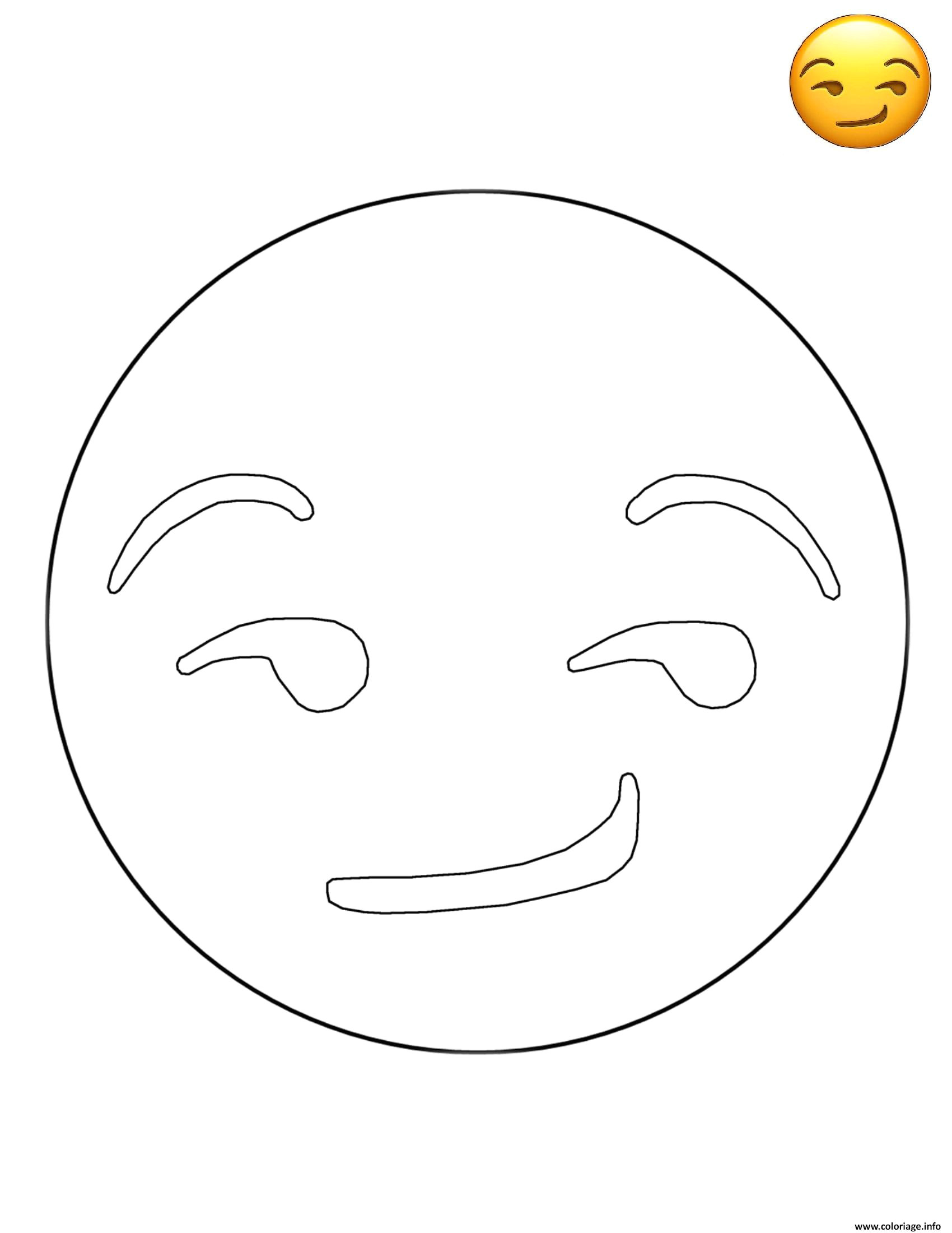 Coloriage Emoji iPhone A Imprimer Coloriage Emoji Smirk Smiley Jecolorie