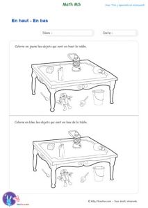 Coloriage En Haut En Bas Pdf Fiche Maternelle Maths Ms Positions En Haut En Bas
