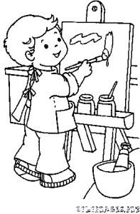 Coloriage Enfant Qui Dessine Coloriage Coloriage Enfant Fait De La Peinture Gratuit