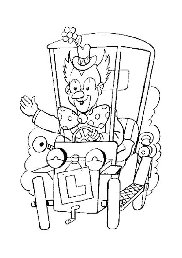 Coloriage Et Dessin Gratuit Le Gentil Clown Conduit son Dr´le De Petite Voiture Une