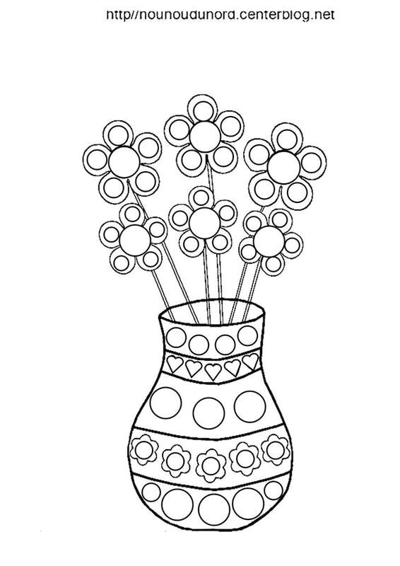 Coloriage Fete Des Meres A Imprimer Vase Avec Fleurs Coloriage Couleur Pour Les Gommettes
