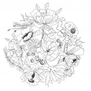 Coloriage Fleurs D été Coloriage Pour Adulte D Une Jolie Ronde Des Fleurs