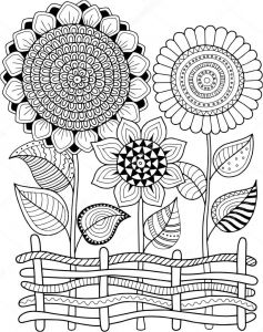 Coloriage Fleurs D été tournesols De Vecteur De Doodle Livre De Coloriage Pour