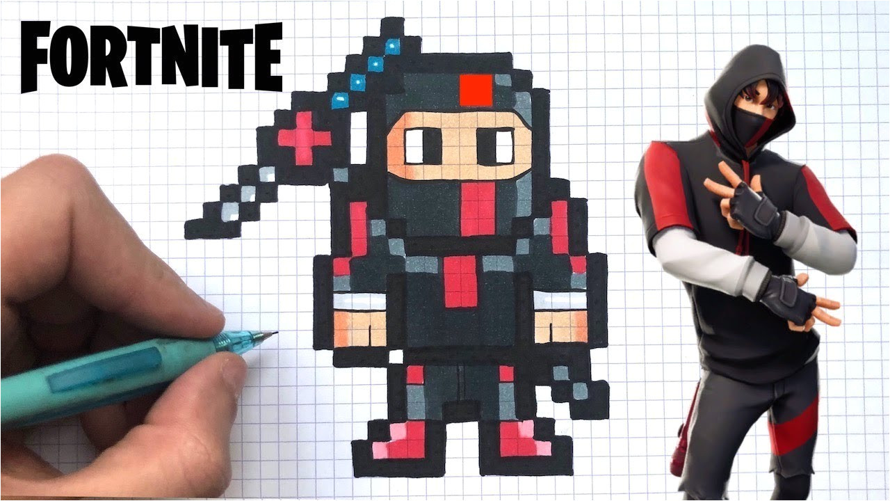 Coloriage fortnite Chevalier Noir Dessin Facile Ikonik Pixel Art fortnite