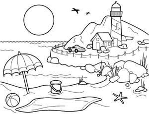 Coloriage Gratuit De Paysage Landscapes Beach Landscapes with Lighthouse Coloring Pages