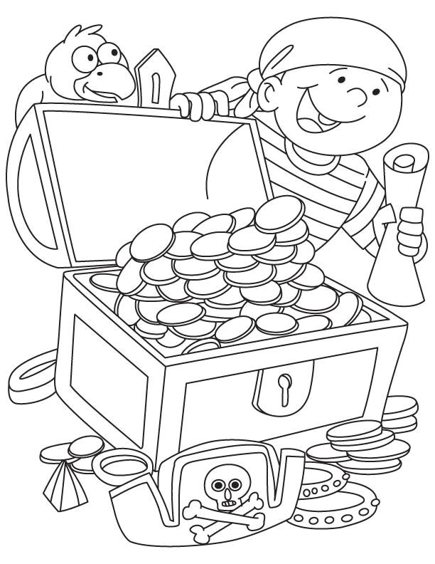 Coloriage Gratuit Pirate Des Caraibes Pirate Got Treasure Chest Coloring Page
