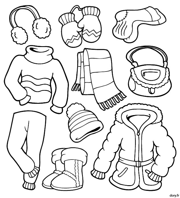 Coloriage Habits D Hiver Dessins à Imprimer Des Vêtements D Hiver Pour Enfants