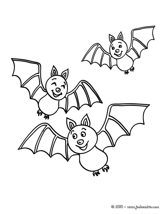 Coloriage Halloween Chauve souris Coloriages 3 Chauves souris à Imprimer Fr Hellokids