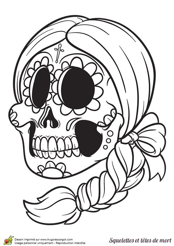 Coloriage Halloween Tete De Mort Tête De Mort En Sucre Mexicaine à