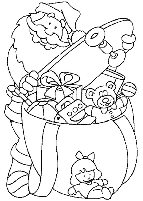 Coloriage Hotte De Noel Coloriage A Imprimer Le Pere Noel Remplit Sa Hotte De