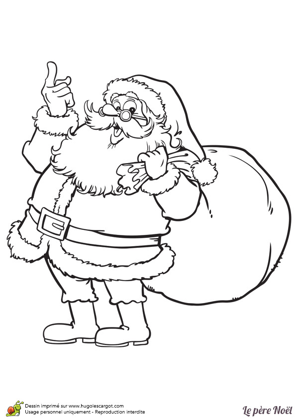Coloriage Hotte De Noel Un Joyeux Père Noël Avec Sa Hotte Sur Le Dos à Colorier