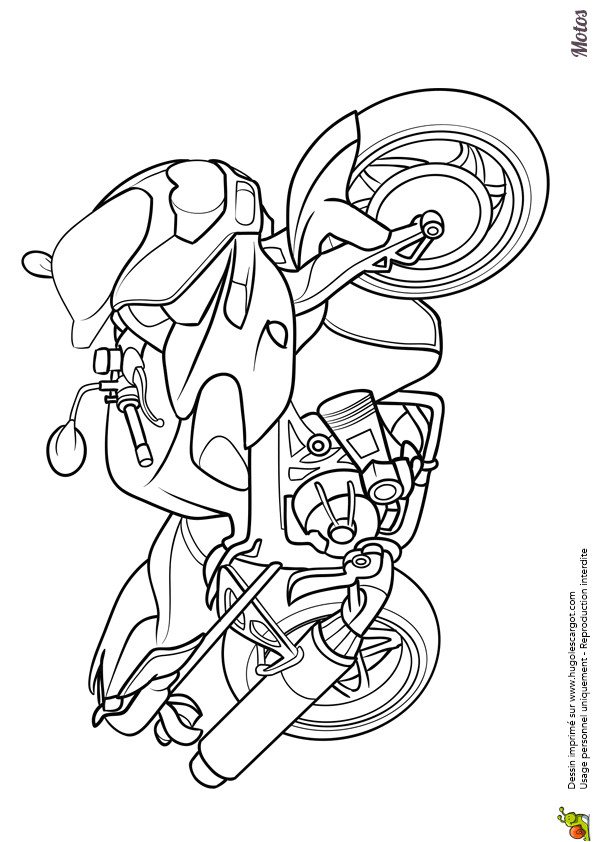 Coloriage Imprimer Moto Cross Dessin   Imprimer Et   Colorier D Une Moto Taillée Pour La