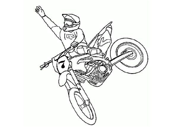 Coloriage Imprimer Moto Cross Dirt Bike Dirt Bike Rider Jump High Coloring Page