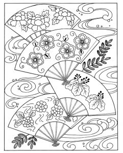 Coloriage Japonais à Imprimer eventails Japonais Japon Coloriages Difficiles Pour