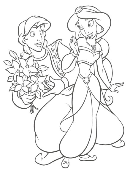 Coloriage Jasmine Imprimer Gratuit Aladdin Coloriage Jasmine Et Aladdin à Imprimer