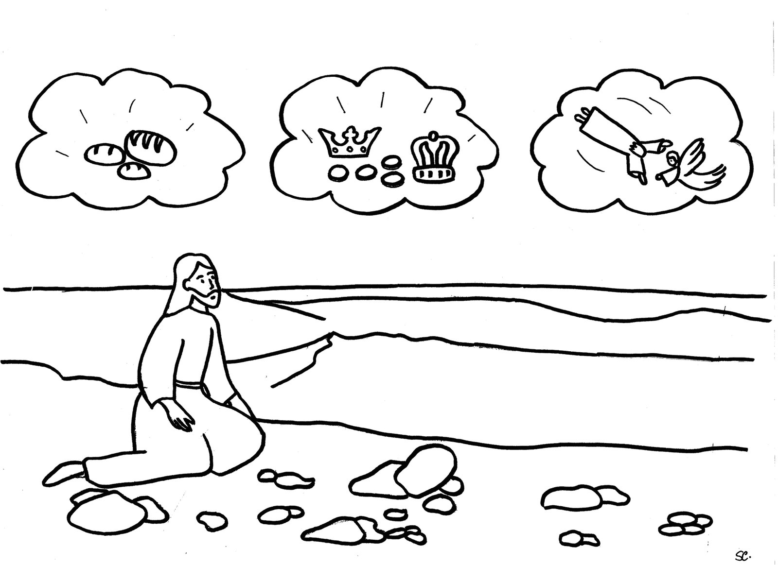 Coloriage Jésus Au Désert Eveil A La Foi Celebrations Careme Jesus Au Desert