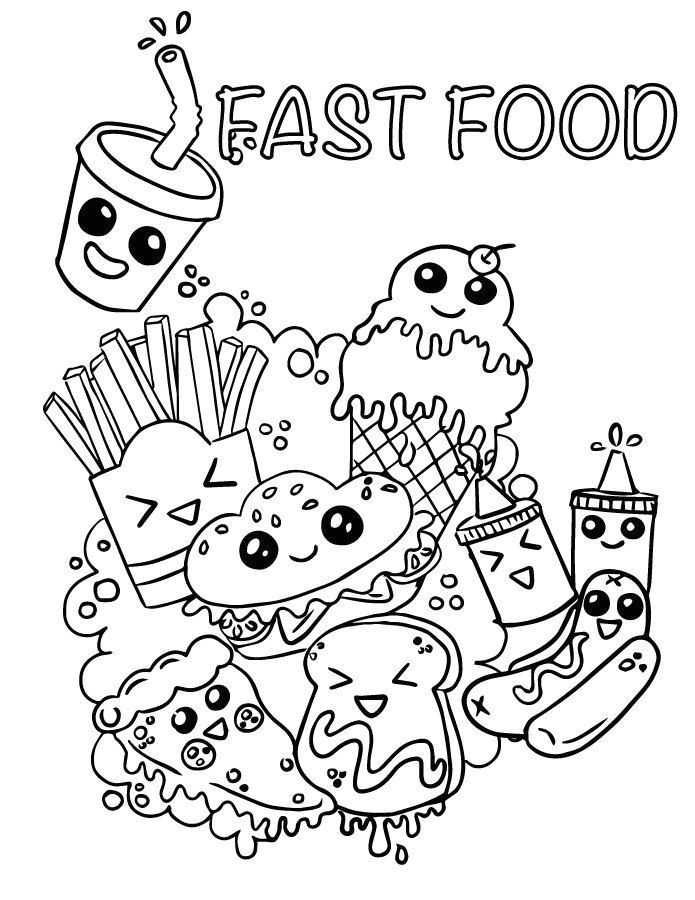 Coloriage Kawaii Food A Imprimer Kawaii Drawings Emoji Coloring Pages Food Doodles Food