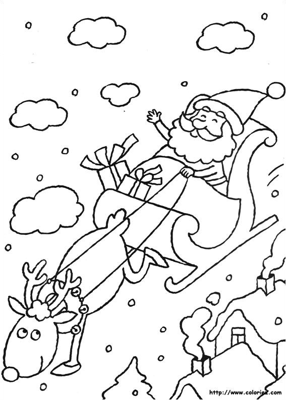 Coloriage La Maison Du Pere Noel Survole D Un Village En Tra Neau