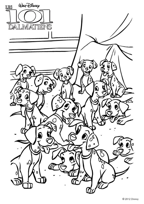 Coloriage Les 101 Dalmatiens Les Mignons Petits Dalmatiens   Colorier