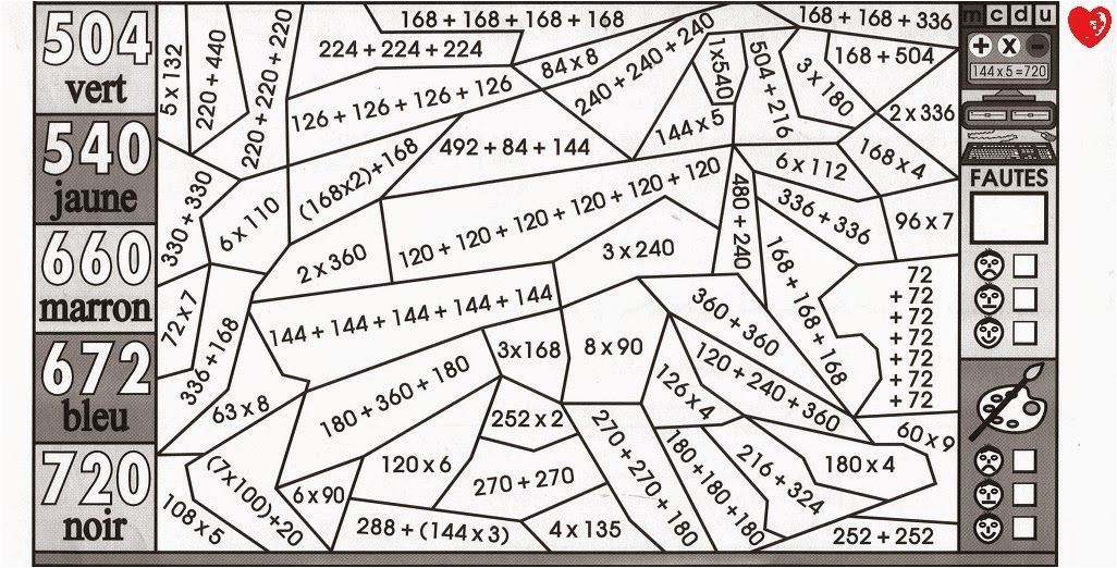 Coloriage Magique Cm2 Grands Nombres Coloriage Magique Cm1 Maths Multiplications Ce2 Cm1 Cm2