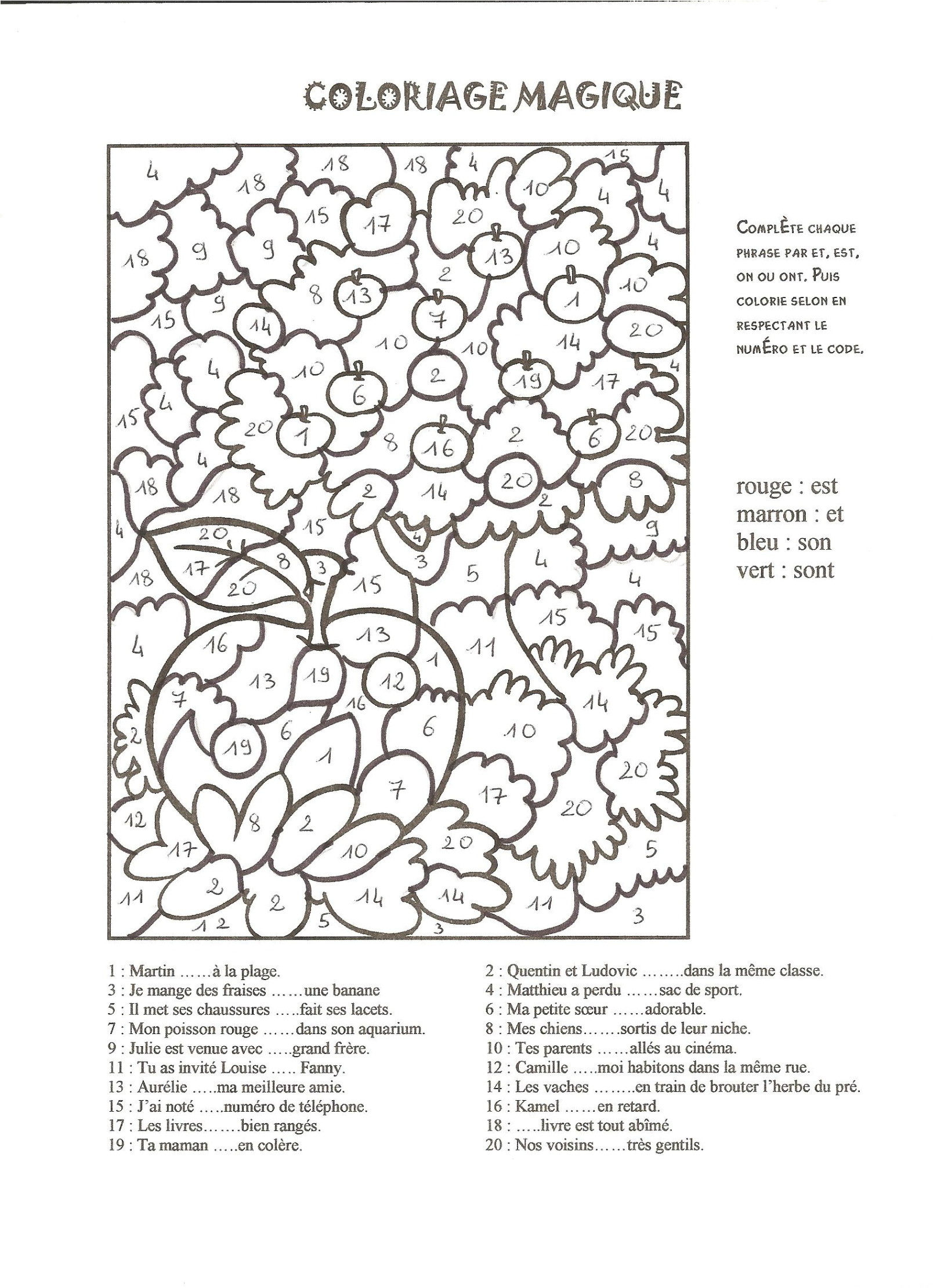 Coloriage Magique Cm2 orthographe Coloriage Magique orthographe Cm2 Kbacha