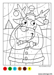 Coloriage Magique De Noel En Ligne Coloriage Magique Renne De Noel Dessin