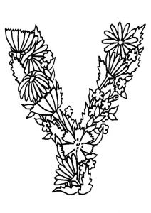 Coloriage Magique Lettres Capitales Alphabet Fleurs V