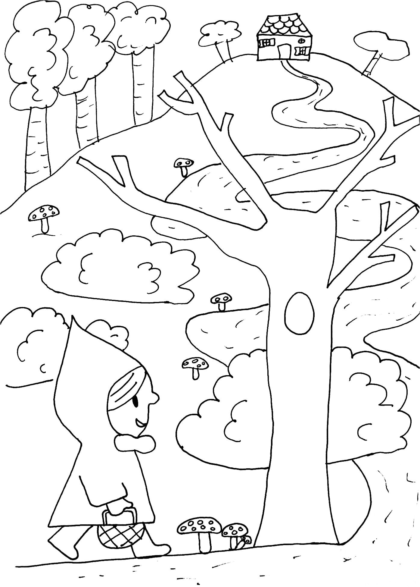 Coloriage Magique Petit Chaperon Rouge Maternelle Chemin Pour Enfant Coloriage