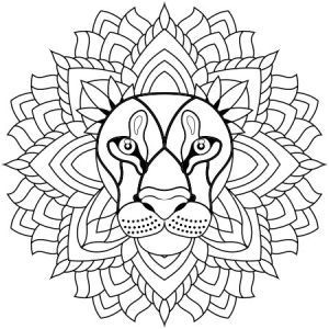 Coloriage Mandala Animaux Facile Dessin Mandala Lion A Colorier