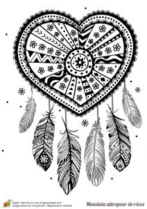 Coloriage Mandala Coeur Difficile Coloriage D’un Mandala attrape Rêve Cœur Hugolescargot
