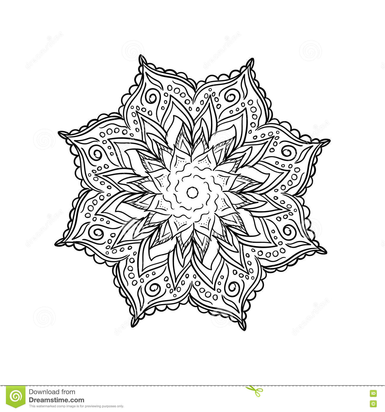 Coloriage Mandala Fleur Et Coeur Mandala De Fleur De Griffonnage Illustration De Vecteur