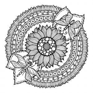 Coloriage Mandala Fleur Et Papillon Facile Mandala Fleurs Et Papillon Coloriage Mandalas