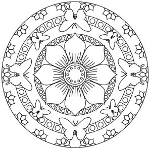 Coloriage Mandala Fleur Et Papillon Mandala Papillons Et Fleurs Mandalas Coloriages