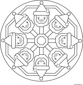 Coloriage Mandala Pere Noel Coloriage Mandala Pere Noel Facile Enfant Jecolorie