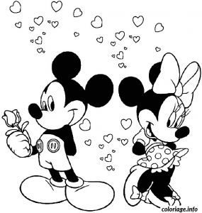 Coloriage Mickey Et Minnie Amoureux Coloriage St Valentin Mickey Est Amoureux De Minnie Dessin