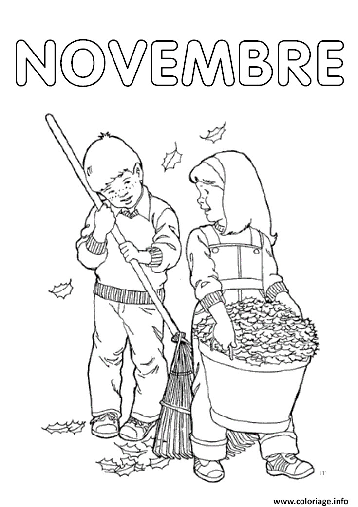 Coloriage Mois De Novembre Coloriage Novembre Automne Feuille Jecolorie