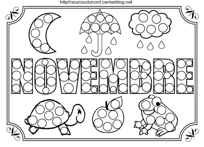 Coloriage Mois Juin Maternelle Mois De Novembre   Colorier   Gommettes