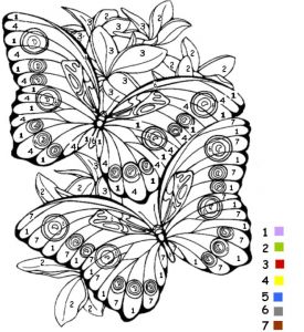 Coloriage Numéroté Adulte En Ligne Gratuit Coloriage Magiques Chiffres Papillons Dessin Gratuit à