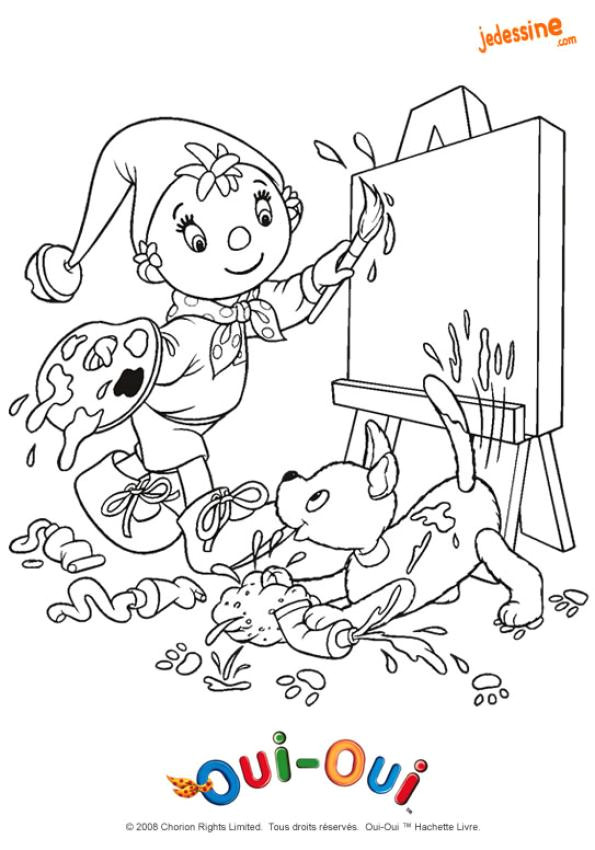 Coloriage Oui Oui Et Zim Coloriages Coloriage De Zim Et Oui Oui En Train De Peindre