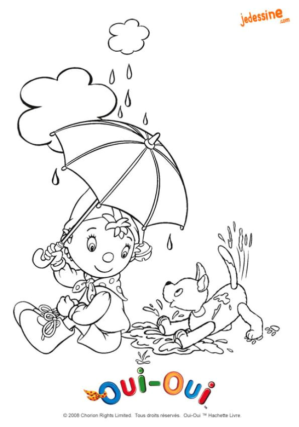Coloriage Oui Oui Et Zim Coloriages Coloriage De Zim Et Oui Oui sous La Pluie Fr