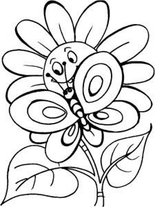 Coloriage Papillon Et Fleur Coloriage Du Lapin Dans Les Fleurs Avec Le Papillon