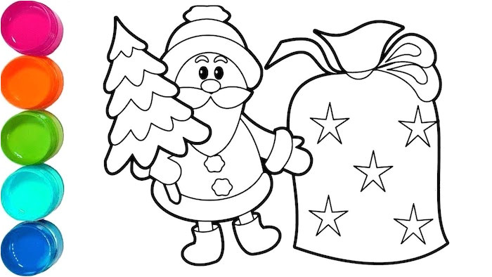 Coloriage Pere Noel Cadeaux Dessin De P¨re No L Kawaii Facile