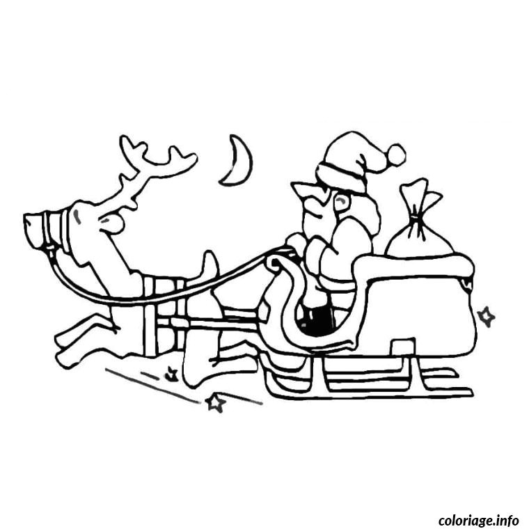 Coloriage Pere Noel Rennes Coloriage Pere Noel Avec Rennes Dessin