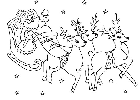 Coloriage Pere Noel Rennes Dessin De Traineau Rennes Pere Noel Coloriage