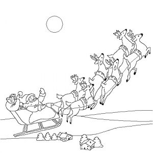 Coloriage Pere Noel Rennes Traineau Le Père Noël Dans son Traineau Magique Coloriages De