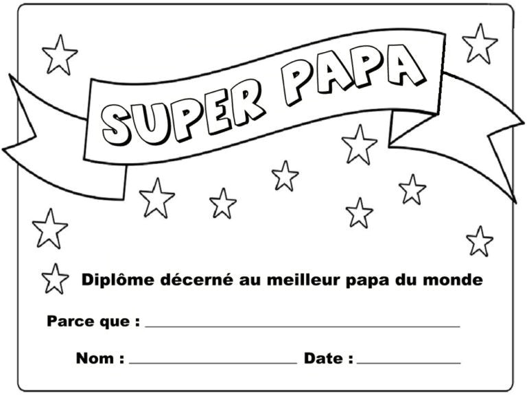 Coloriage Pour Anniversaire Papa A Imprimer Dipl´me Du Meilleur Papa 9 Mod¨les   Imprimer