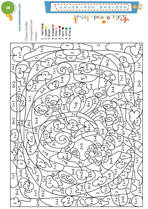 Coloriage Pour Enfant De 9 Ans Coloriage Magique 9 Addition De 1 à 9