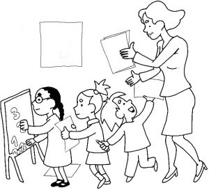 Coloriage Pour Maitresse D Ecole Coloriage Maîtresse Et Élèves à L école