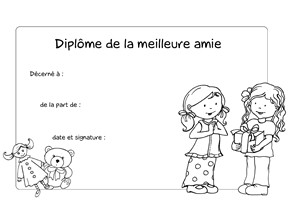 Coloriage Pour Sa Meilleure Amie Diplôme Décerné à La Meilleure Amie Avec Les Cadeaux Et